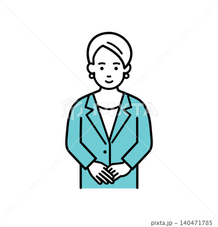 お辞儀をするスーツ姿の会社員の女性 140471785