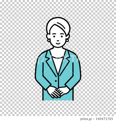 お辞儀をするスーツ姿の会社員の女性 140471785