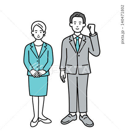 スーツ姿の会社員の男女 140471802