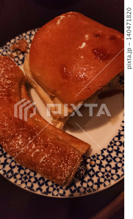 Sweet pastries resting on decorative plate during summer vacation in croatia Sweet pastries resting on decorative plate during summer vacation in croatia 140471820