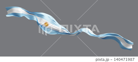 Argentina flag ribbon flowing isolated on grey background 3D render Argentina flag ribbon flowing isolated on grey background 3D render 140471987