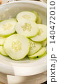 Sliced cucumber in a white bowl during summer vacation in croatia 140472010