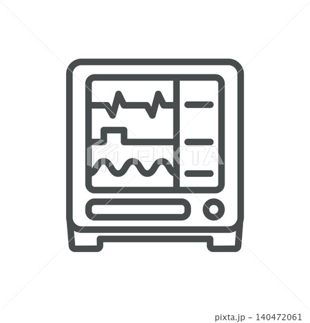 Patient Monitor Vector Line Icon. Vital Signs Screen Symbol for ECG, Heart Rate, Hospital Monitoring and Intensive Care 140472061