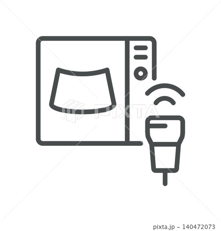 Ultrasound Machine Icon, Diagnostic Sonography Scanner and Medical Imaging Equipment Symbol, Simple Thin Linear Outline Vector Sign. Ultrasound Machine Icon, Diagnostic Sonography Scanner and Medical Imaging Equipment Symbol, Simple Thin Linear Outline Vector Sign. 140472073