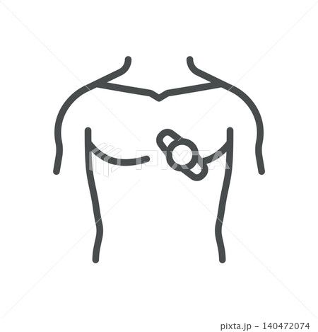 Wearable ECG Patch Icon, Cardiac Monitoring Sensor on Chest and Heart Rhythm Tracking Device, Simple Thin Linear Outline Vector Sign. Wearable ECG Patch Icon, Cardiac Monitoring Sensor on Chest and Heart Rhythm Tracking Device, Simple Thin Linear Outline Vector Sign. 140472074