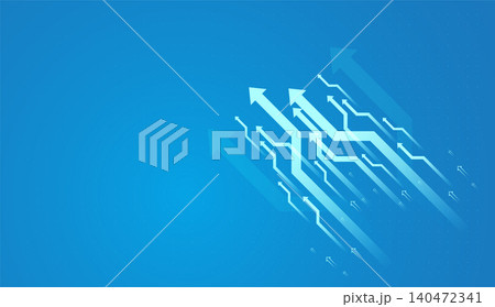 Set of arrows moving up on dark blue background. the bright arrows upward growth trend. blue arrow uptrend design showcases multiple arrows rising, symbolizing growth 140472341