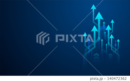 Set of arrows moving up on dark blue background. the bright arrows upward growth trend. blue arrow uptrend design showcases multiple arrows rising, symbolizing growth Set of arrows moving up on dark blue background. the bright arrows upward growth trend. blue arrow uptrend design showcases multiple arrows rising, symbolizing growth 140472362