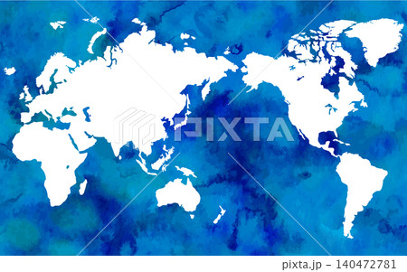 水彩風ベクター・世界地図・青背景 水彩風ベクター・世界地図・青背景 140472781