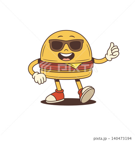 Cool Cartoon Hamburger Character Wearing Sunglasses And Giving Thumbs Up Vector Illustration Cool Cartoon Hamburger Character Wearing Sunglasses And Giving Thumbs Up Vector Illustration 140473194