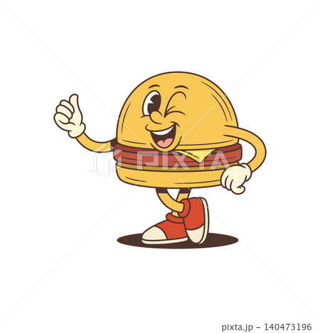 Playful Cartoon Hamburger Character Winking And Giving Thumbs Up Vector Illustration Playful Cartoon Hamburger Character Winking And Giving Thumbs Up Vector Illustration 140473196