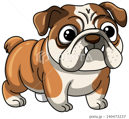 Cute English Bulldog Puppy Vector Illustration with Cartoon Style and White Background 140473237