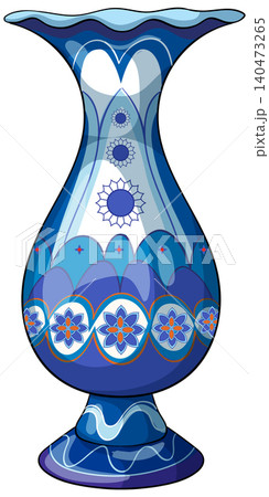 Blue Middle Eastern Ornamental Vase with Floral Patterns Blue Middle Eastern Ornamental Vase with Floral Patterns 140473265