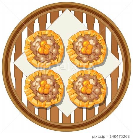 Top View of Steamed Asian Dumplings in Bamboo Basket Top View of Steamed Asian Dumplings in Bamboo Basket 140473268