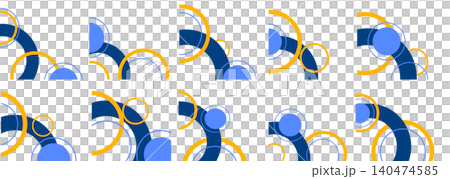 Set of abstract geometric corner elements with blue and yellow overlapping circles for presentation and certificate design Set of abstract geometric corner elements with blue and yellow overlapping circles for presentation and certificate design 140474585