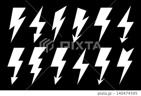 White lightning bolt icons 140474595