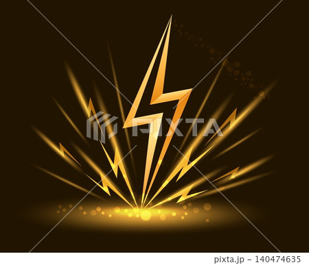 Lightning strike on black background 140474635