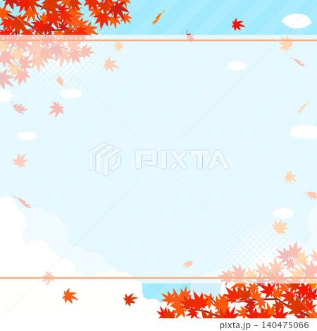 秋の紅葉とかわいいオレンジ色背景_正方形 140475066