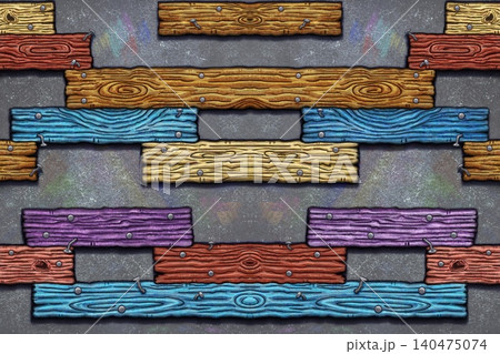 Rustic Wooden Plank Seamless Pattern on Concrete Wall Background 140475074