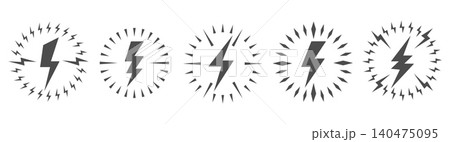 Electric lightning icon set 140475095