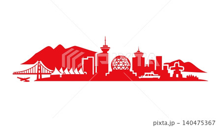 Vancouver city skyline silhouette red horizon artwork Vancouver city skyline silhouette red horizon artwork 140475367