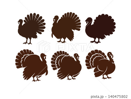 Happy thanksgiving day autumn turkey bird silhouette Happy thanksgiving day autumn turkey bird silhouette 140475802