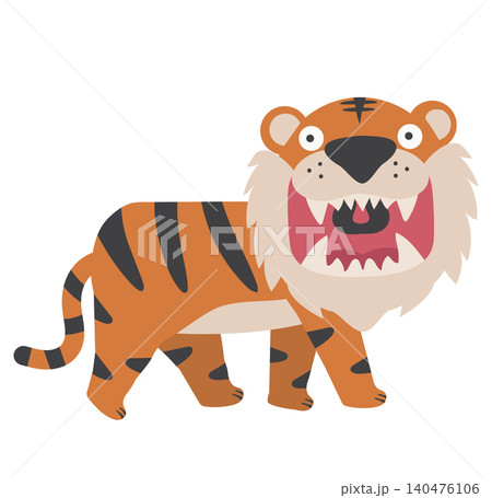 Fierce Tiger Wildlife Character Illustration 140476106
