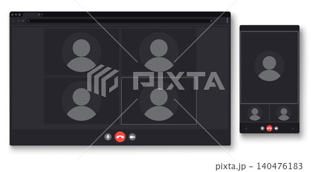 Video call interface, laptop and mobile phone Video call interface, laptop and mobile phone 140476183