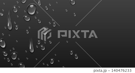 Realistic water drops texture background, border 140476233