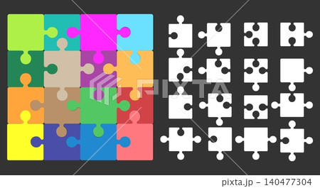 Jigsaw completed puzzle and pieces Jigsaw completed puzzle and pieces 140477304