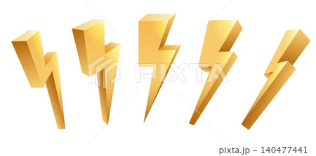 3d golden thunderbolt 140477441