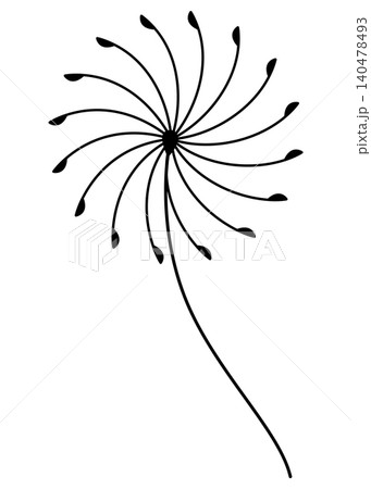 Dandelion flower doodle line icon collection. Hand drawn outline style 140478493