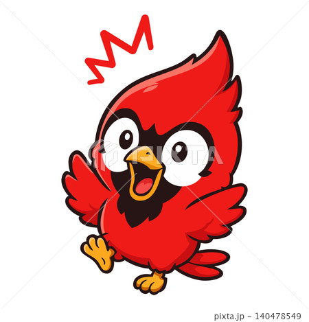 Cardinal bird mascot logo full body surprised expression 140478549