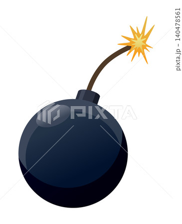 A black round bomb. Burning bomb in flat style. Cartoon bomb with burning fuse on white background. Bomb icon A black round bomb. Burning bomb in flat style. Cartoon bomb with burning fuse on white background. Bomb icon 140478561