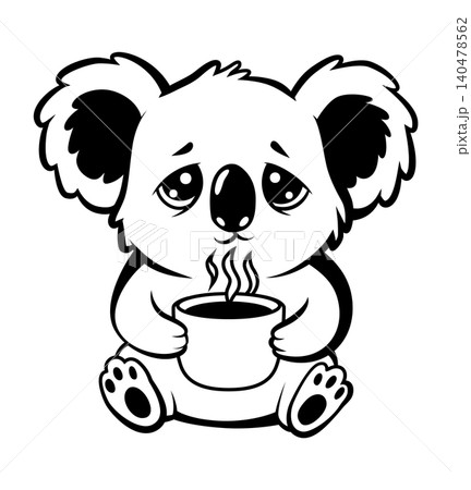 Sleepy peaceful animal scene, relaxed koala with warm drink, Serene koala resting with gentle morning atmosphere, Tranquil koala cuddling hot beverage in eucalyptus scented nook Sleepy peaceful animal scene, relaxed koala with warm drink, Serene koala resting with gentle morning atmosphere, Tranquil koala cuddling hot beverage in eucalyptus scented nook 140478562