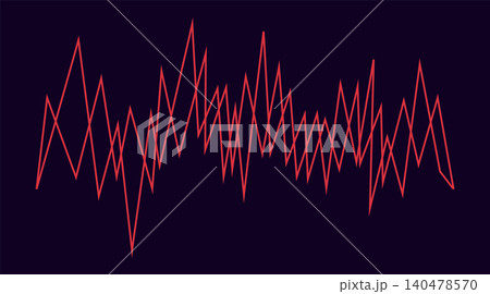 Vector music sound waves. Audio digital equalizer technology, console panel, musical pulse. Dark background 140478570
