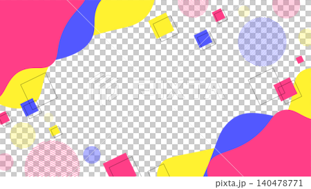 ポップで可愛い流体シェイプとメンフィスのフレーム背景 (ピンク 青 黄色) 16:9 ポップで可愛い流体シェイプとメンフィスのフレーム背景 (ピンク 青 黄色) 16:9 140478771