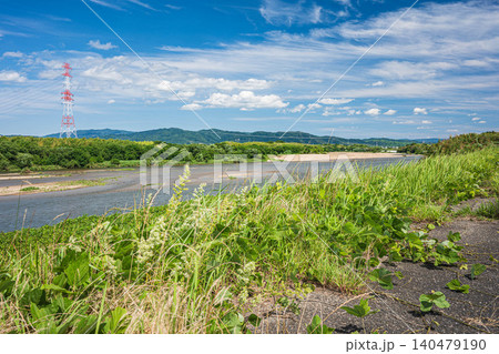 木津川風景 京都府京田辺市 城陽市堤防上 木津川風景 京都府京田辺市 城陽市堤防上 140479190