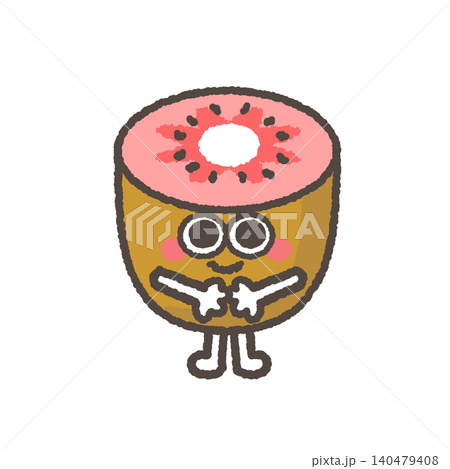 すまして笑うかわいいレッドキウイのキャラクター すまして笑うかわいいレッドキウイのキャラクター 140479408