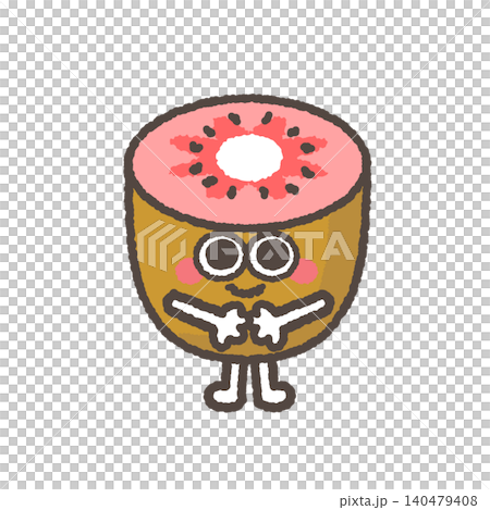 すまして笑うかわいいレッドキウイのキャラクター すまして笑うかわいいレッドキウイのキャラクター 140479408