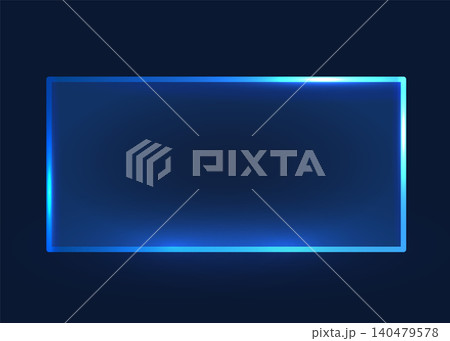 Glowing blue glass rectangle frame on dark background Glowing blue glass rectangle frame on dark background 140479578
