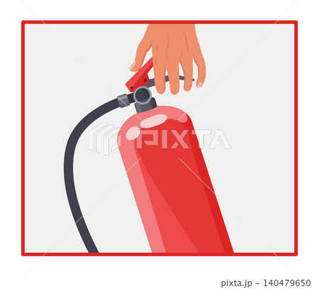 Fire extinguisher instruction. Fire prevention and extinguishing tips. Safety Information, poster or banner for website. Cartoon flat vector illustrations isolated on blue background 140479650