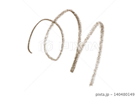 A brown stroke from a cosmetic eyebrow pencil. Isolated on a white background. 140480149