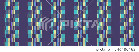 A clean seamless stripe artwork presents precise parallel rows with a classic fabric woven mood. Indigo and cyan shades create refined pattern harmony for wallpaper packaging and textile prints. 140480465