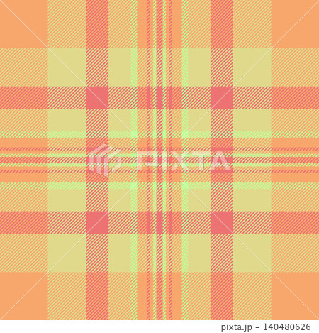 Countryside check texture background, creation vector pattern seamless. Deep plaid textile tartan fabric in orange and yellow colors. Countryside check texture background, creation vector pattern seamless. Deep plaid textile tartan fabric in orange and yellow colors. 140480626