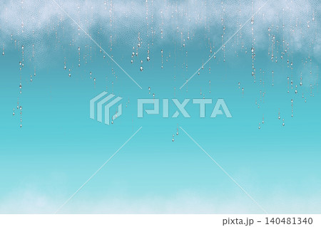 透明な雫が滴る幻想的な背景 テキストスペース付き雨イメージ素材 140481340