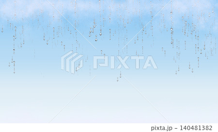 透明な雫が滴る幻想的な背景 テキストスペース付き雨イメージ素材 140481382