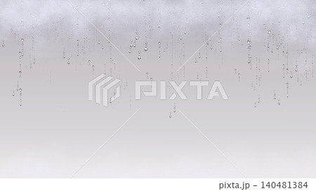 透明な雫が滴る幻想的な背景 テキストスペース付き雨イメージ素材 140481384