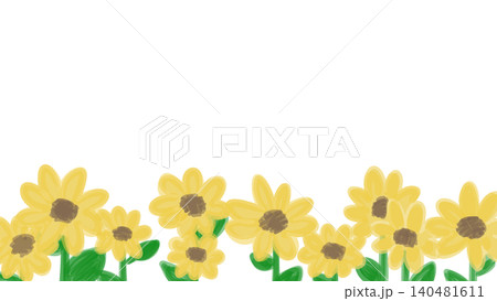 向日葵(ヒマワリ)のかわいい背景イラスト 向日葵(ヒマワリ)のかわいい背景イラスト 140481611