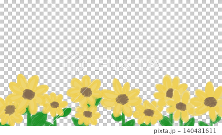 向日葵(ヒマワリ)のかわいい背景イラスト 向日葵(ヒマワリ)のかわいい背景イラスト 140481611