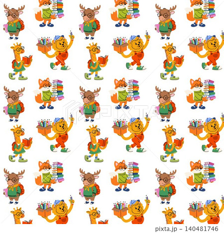 Kids Education Animal Pattern with Books 140481746